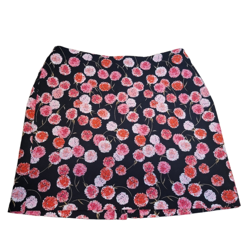 Talbots Plus Canvas A-Line Skirt 22w Pink Floral Everlasting Daisies Plus Black